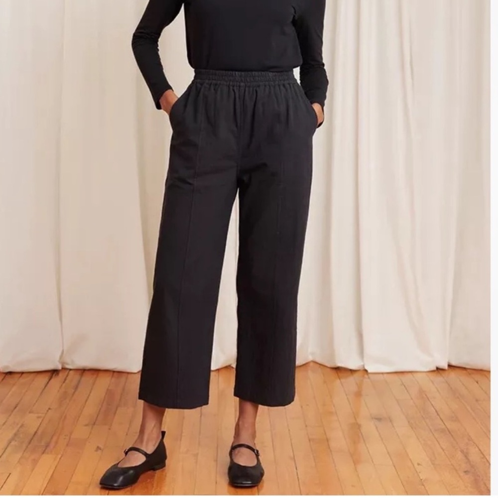 TRADLANDS Paloma Linen Black Pull On Casual Wide Leg Pants Trousers